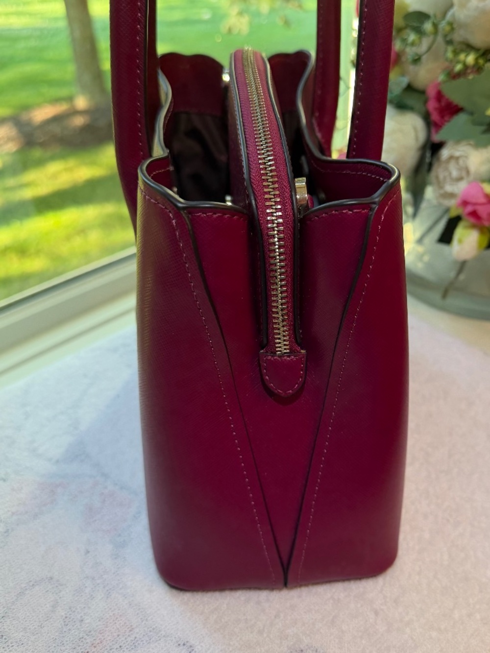 Like New Kate Spade New York Rory Saffiano Leather Medium Satchel in BlackBerry - Picture 6 of 16